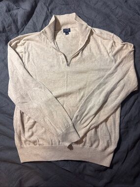 J. Crew Men’s Half‑Zip Sweater in Light Beige
